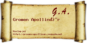 Gromen Apollinár névjegykártya